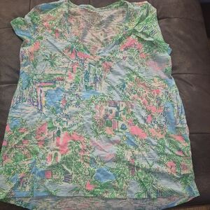 Lilly Pulitzer Vibrant Tropical V-Neck Blouse